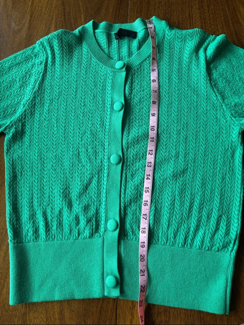 Zara Green Short-Sleeve Button-Front Cardigan - Picture 3 of 5